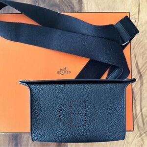 Hermes Black Leather Crossbody Bag in Togo calfskin